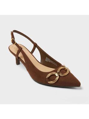 Women's Tabitha Oversized Chain Sling Back Heels with Memory Foam Insole - a New